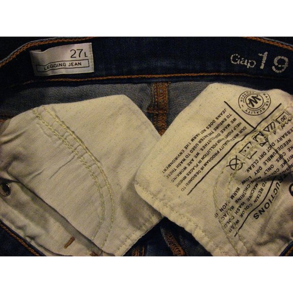 Vintage GAP 1969 CUTOFF JEAN SHORTS W 27 MEASURED LEGGING Patched Juniors Blue D - Picture 9 of 10